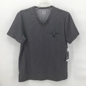 Beyond Scrubs Mens Alpha One Pocket Scrub Top Heather Grey S VNeck Nursing
